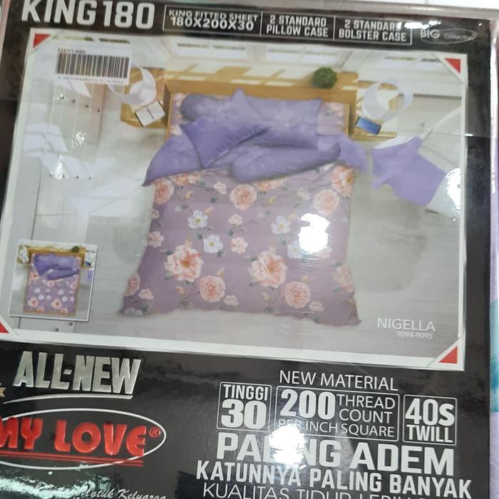 Sprei My Love ukuran 180 X 200 X 30 cm Sprei Katun My Love