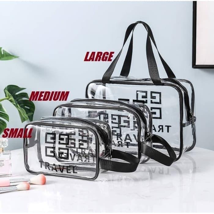Terpopuler- Tas Kosmetik Transparan Plastik Mika - Tas Toilet Peralatan Mandi F397