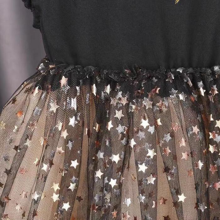 [Princess Kesli] 0-7 Tahun Dress Anak Black Mamba Gold Perempuan Pesta Pita Gaun Yukensi Lembut