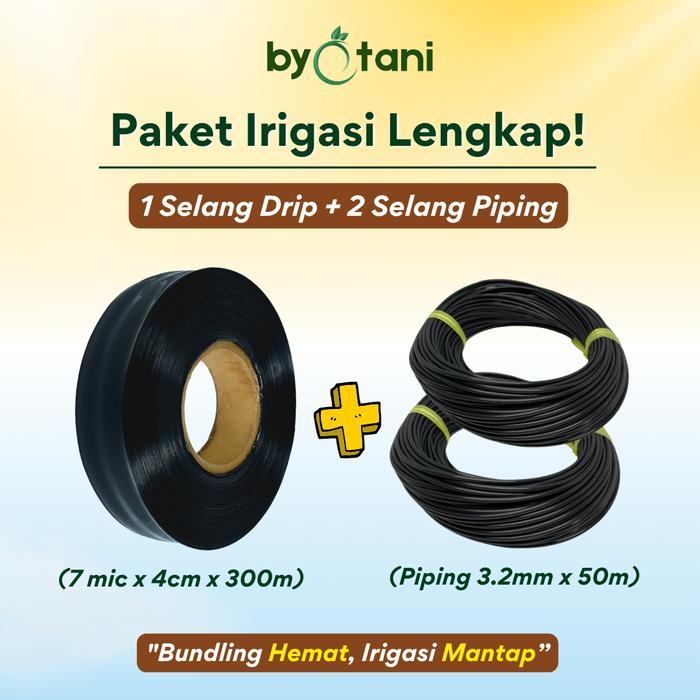 Selang Drip 7 Mikron 300 Meter + 2 Selang Piping (Paket Bundling) Pipa IrigasiTetesOtomatis Tanaman