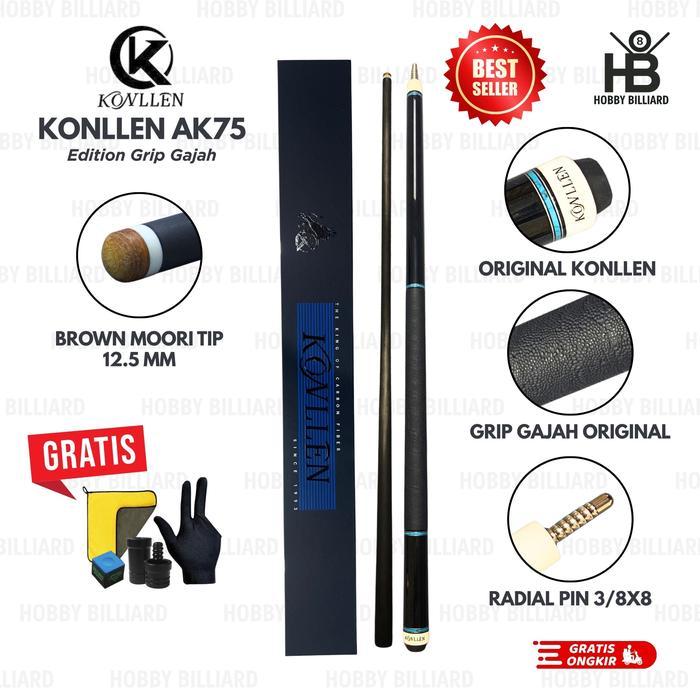 Konllen AK75 Grip Gajah Stick Billiard Carbon Fiber Shaft