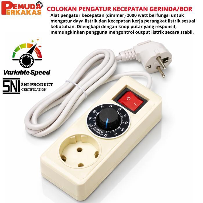 META Dimmer Alat Pengatur Kecepatan Gerinda Mesin Bor Colokan Stop Kontak 2000 Watt