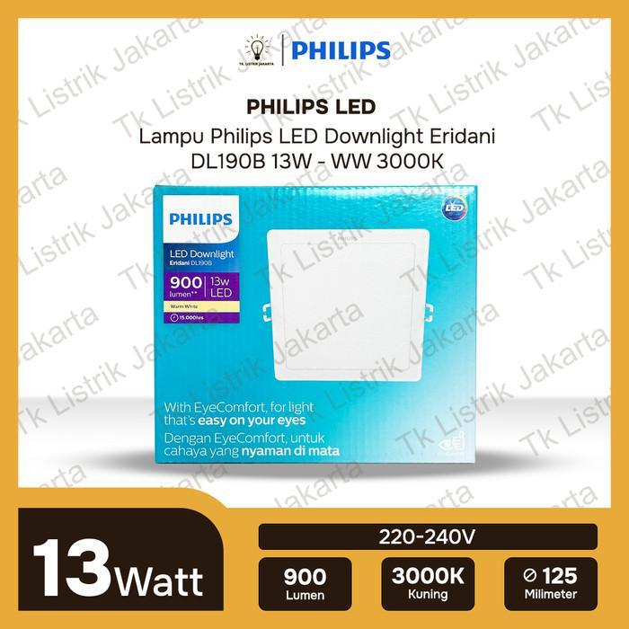 BERKUALITAS Lampu LED downlight Plafon Kotak Philips Eridani 13W 5 inch 4000K Semi putih