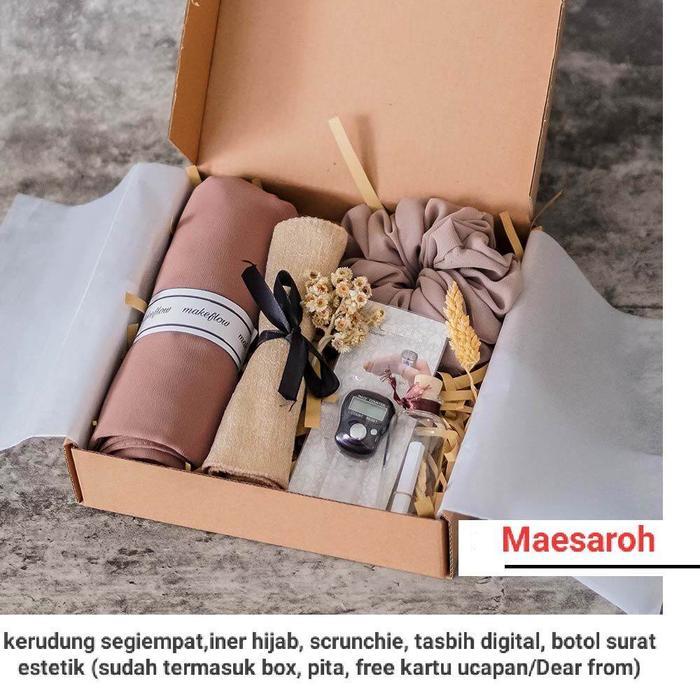 Hampers kado kerudung tasbih digital/hampers islami/cewek muslimah/ulang