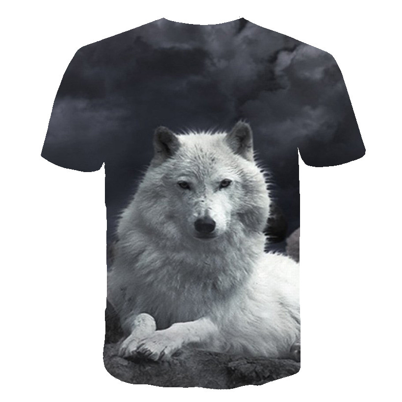 Kaos Hewan Kaos Serigala Dicetak Kaos Harajuku