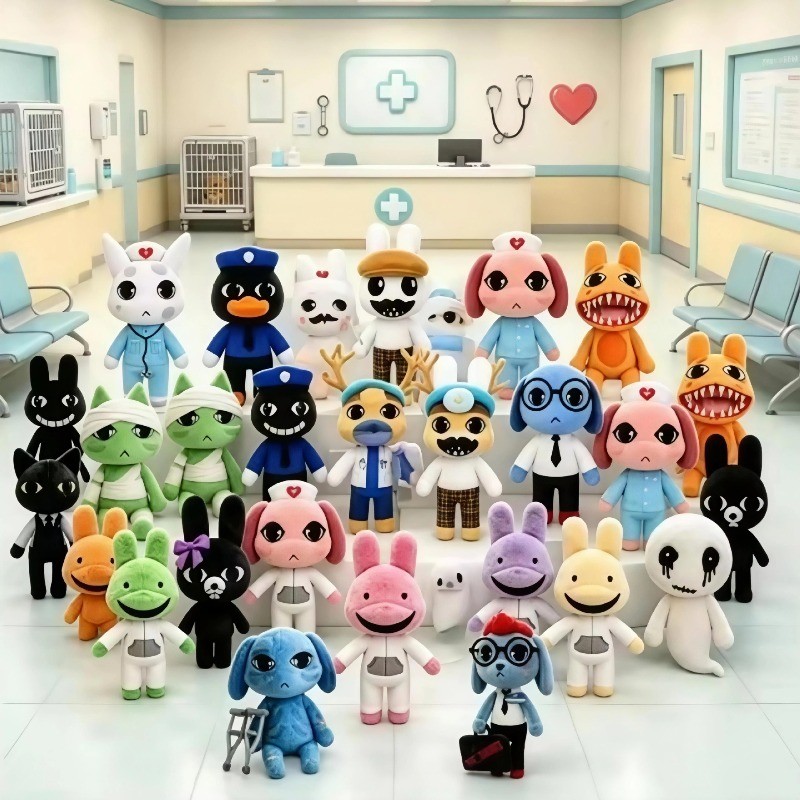 New Horror Game Animal Hospital Plush Doll Cute Ratthew Barney Dr.Harlow Stuffed Doll Periphery