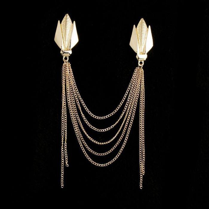 Bros Rantai Jas Pria Wanita Lapel Pin Bros Jas Rantai Pin Kerah Kemeja Pin Bros Rantai