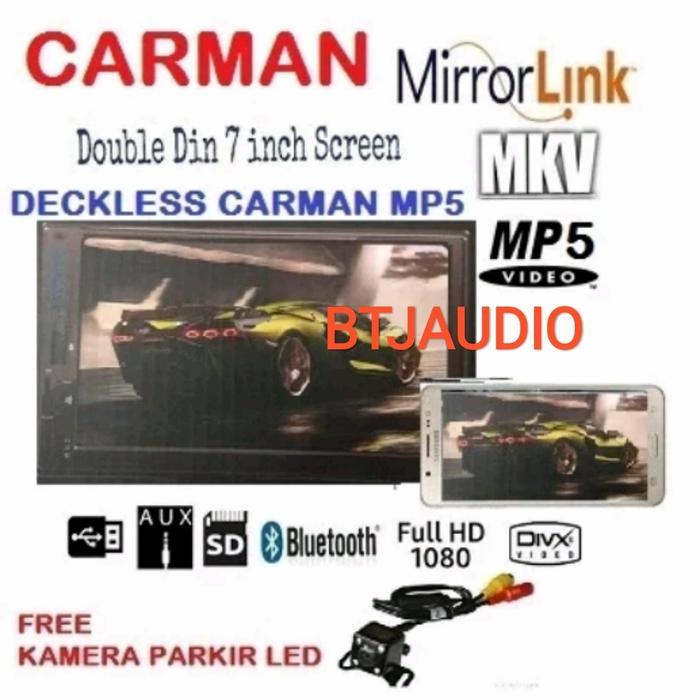 Head Unit Tape Mobil Double Din Deckless Rockbox Mirrorlink+Kamera Led