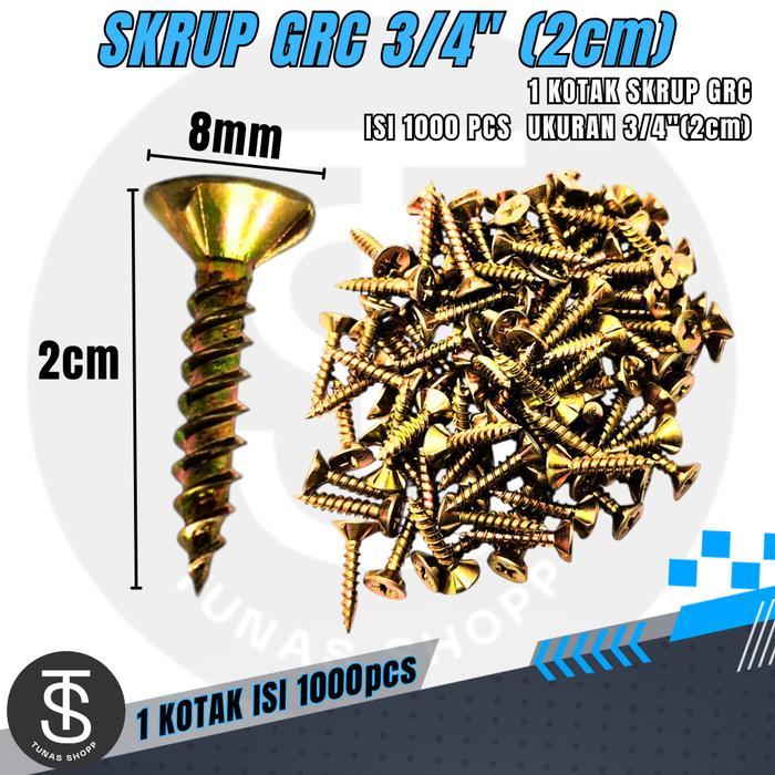 Sekrup Grc 3/4" (2Cm) 1 Kotak Isi 1000 Pcs / Sekrup Grc Ukuran 3/4 Inch / Sekrup Grc Tahan Karat /