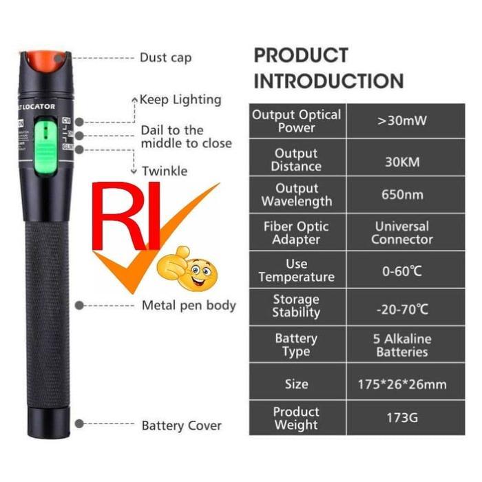 TERBARU VFL 30mW Senter Optik 30 mW Visual Fault Locator Fiber Optic BISA GOSEND