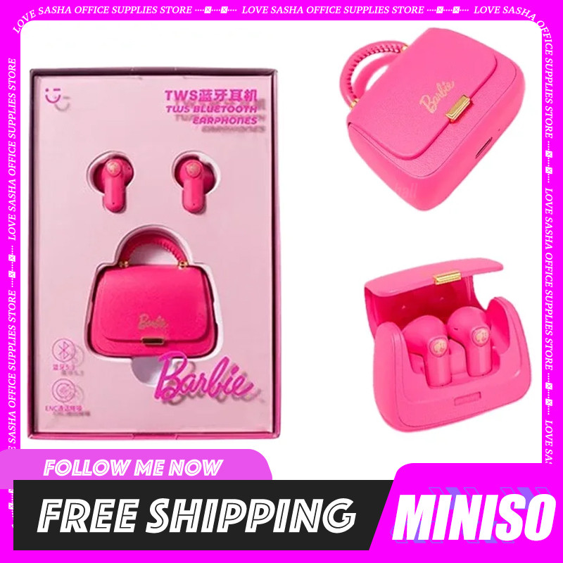Miniso Barbie Headphone Bluetooth Wireless Headset Kawaii Anime Cute
