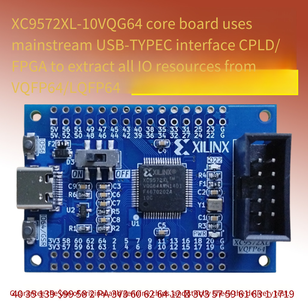 XC9572XL-10VQ64 DEVELOPMENT BOARD, CPLD CORE BOARD, XC9500 MINIMAL SYSTEM, XIL-INX EXPERIMENT, FPGA
