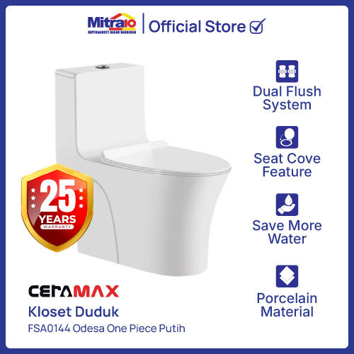 Kloset Duduk Ceramax FSA0144 Odesa One Piece Putih - Garansi 25 th [INCLUDE PACKING KAYU]