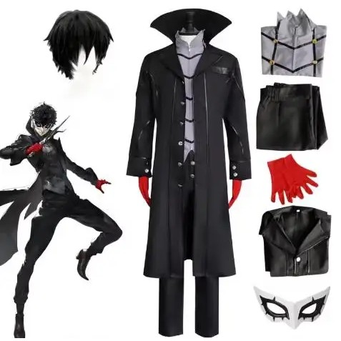 Anime Persona 5 Joker Cosplay Costume Game P5 Rain Palace Lotus Cosplay Full Set of Clothing Glove