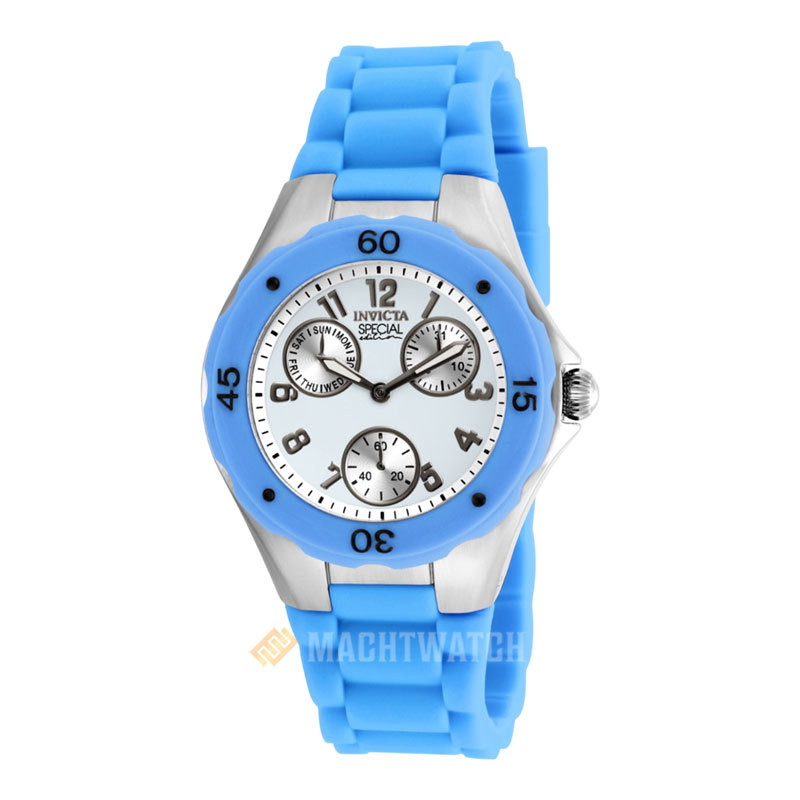 Jam Tangan Wanita INVICTA Angel 18795 Lady White Dial Blue Silicone Strap
