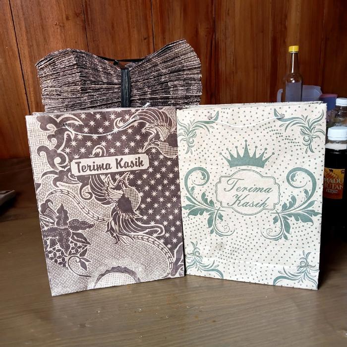 Promo Promo Hemat 100 Pcs Paperbag Motif Batik Tas Kado Tas Snack Tas Kertas Hajatan Tali Wadah