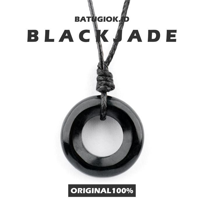 Batugiok.id Kalung Tali Liontin Hitam Pria Model Bulat Koin