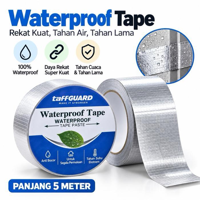 TERVIRAL Lakban Aluminium Foil Waterproof 5 Meter Butyl Tape Anti Bocor Solasi Tahan Air Untuk