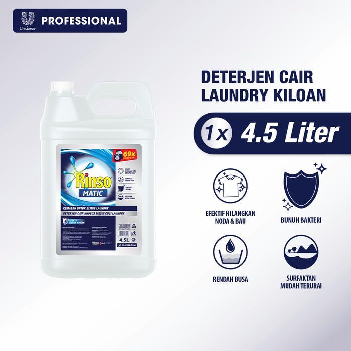 Sale Rinso Matic Professional Deterjen Laundry Kiloan Cair 4.5 L Jerigen Original