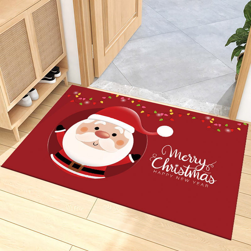3D floor mat Natal Santa Rusa Karpet Tikar Karpet Manusia Salju Dekorasi Rumah Pintu Masuk Lantai Ti