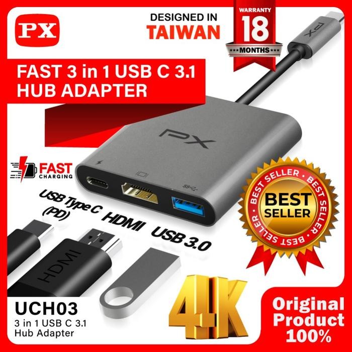 Sale PX Digital Multimedia Type C Hub Converter to USB3.0/HDMI/VGA/LAN/AUX Terlaris