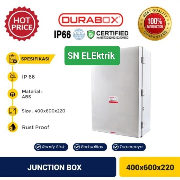 Junction Box Panel Plastik Abs 400X600X220 Mm + Base Plate Durabox