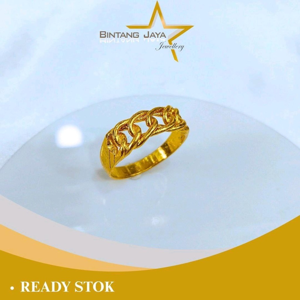Cincin Emas Asli LM99 Atas Rantai No 21 - Kadar (LM99) - Berat 7,01gr - Desain rantai mewah, kuat da