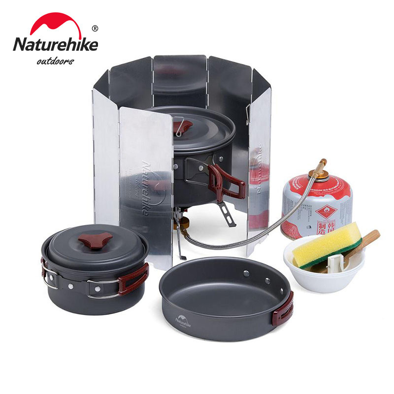 Naturehike Camping Pot Ultralight Camping Cooking Utensils Outdoor Tableware Pot Set Hiking Picnic T
