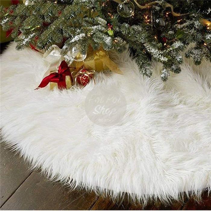 ] Karpet Pohon Natal Premium 120cm Bahan Bulu Glitter Tatakan Christmas Tree Skirt Pohon Grosir