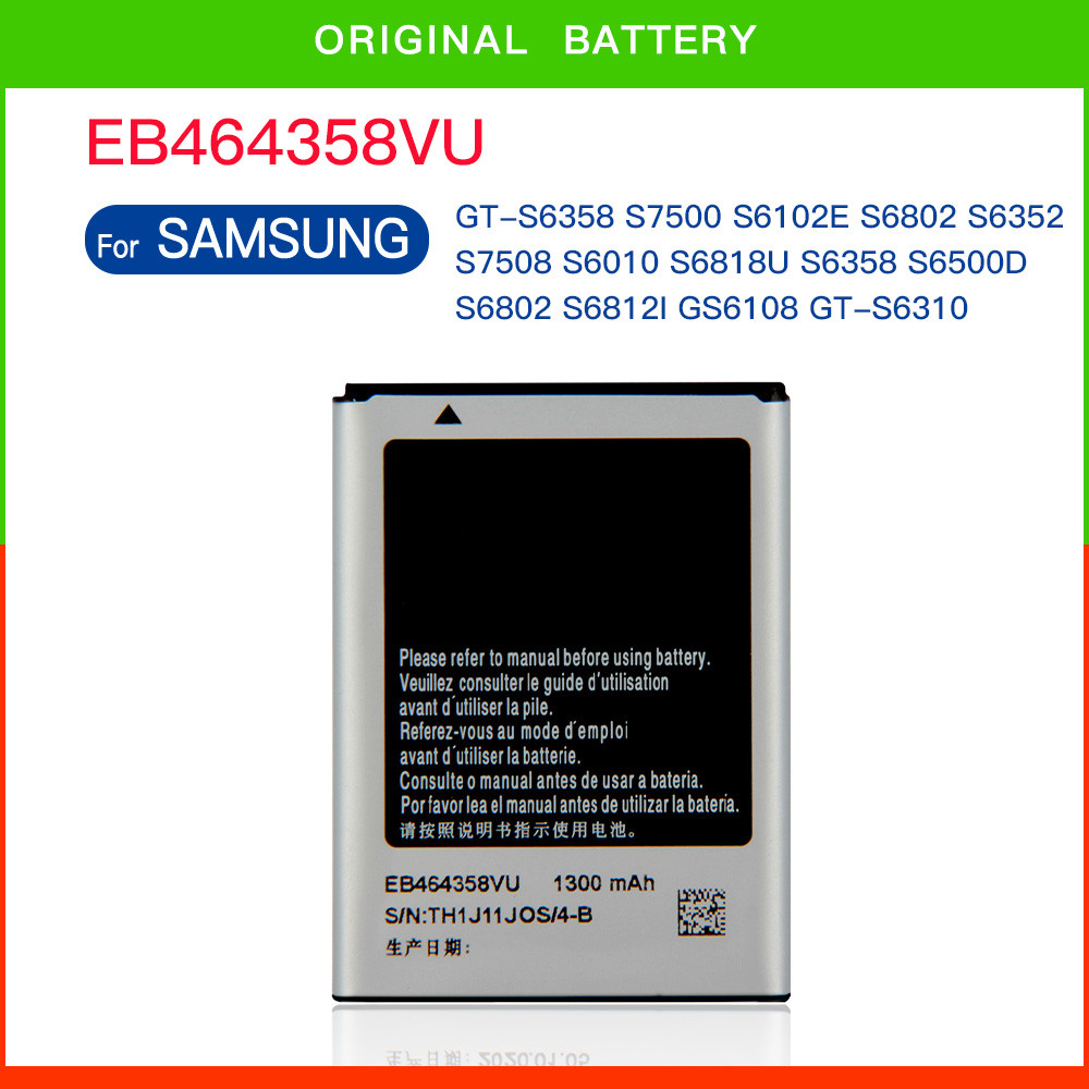 Replacement Battery EB464358VU For Samsung Galaxy GT-S6358 S7500 S6102E S6802 S6352 GS6108 GT-S6310 