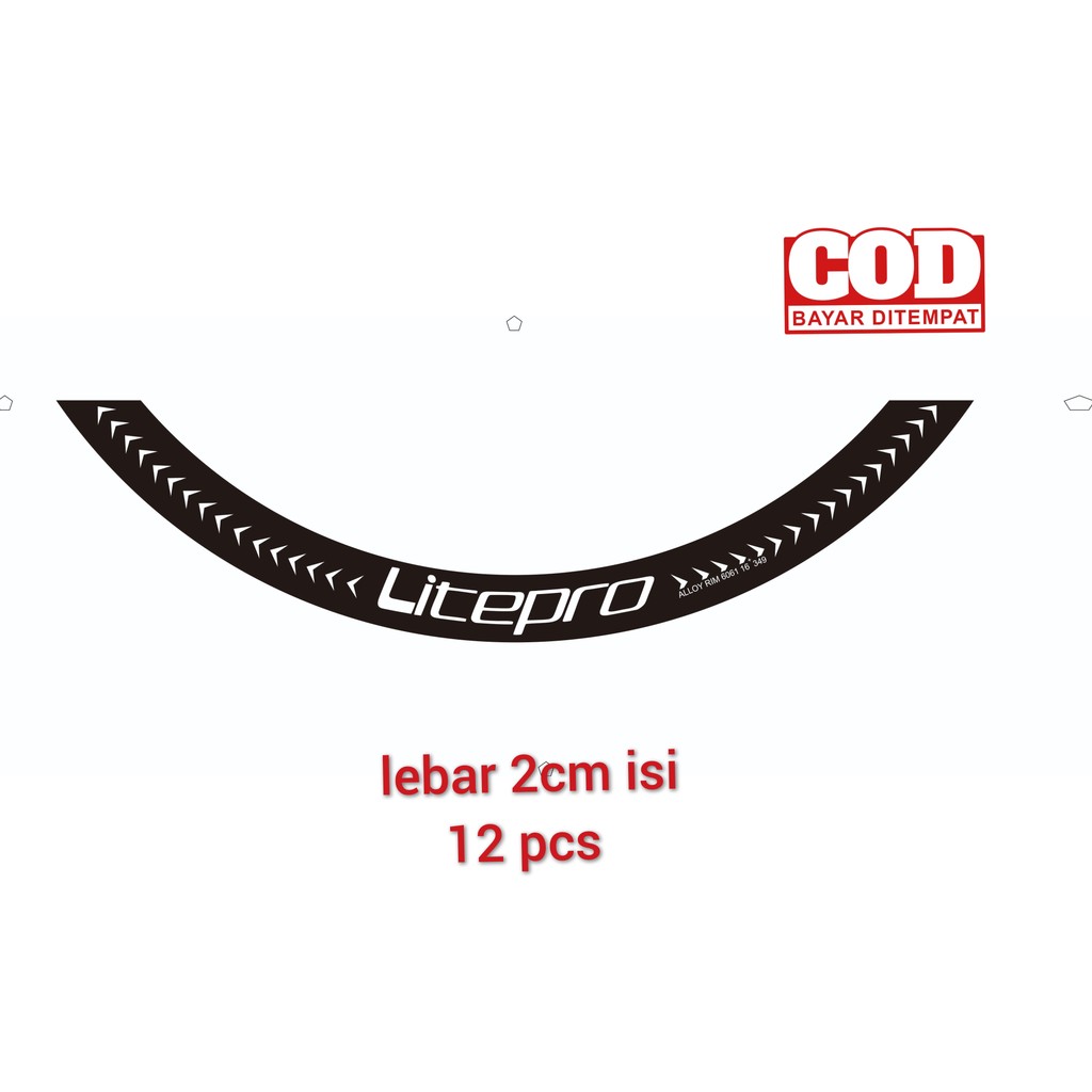 bisa cod stiker decal rims litepro (motif titik titik) lebar 2cm isi 12 pcs (bisa custom warna ukura