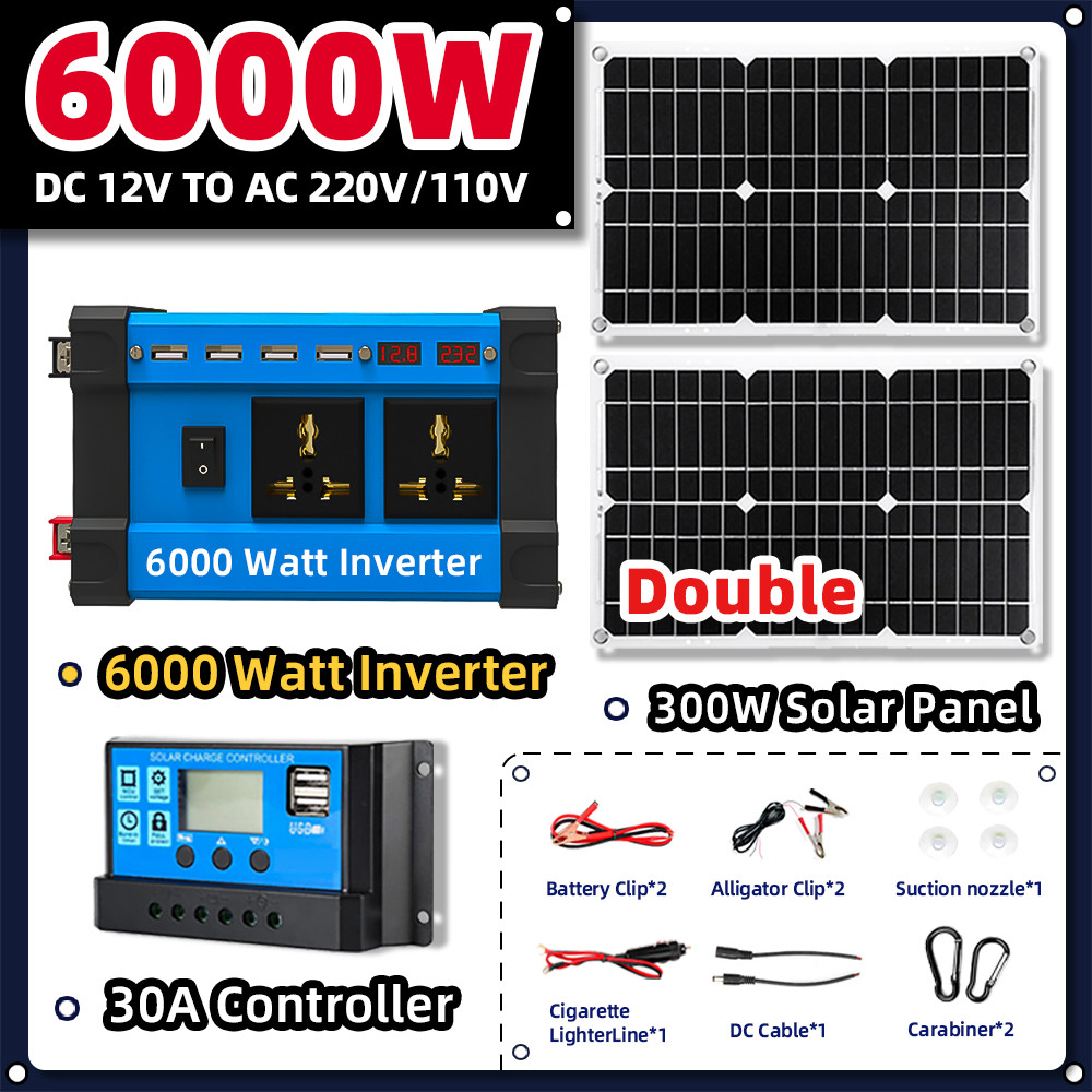 6000W interver Outdoor Power 12v Solar Power Generator Solar Panel