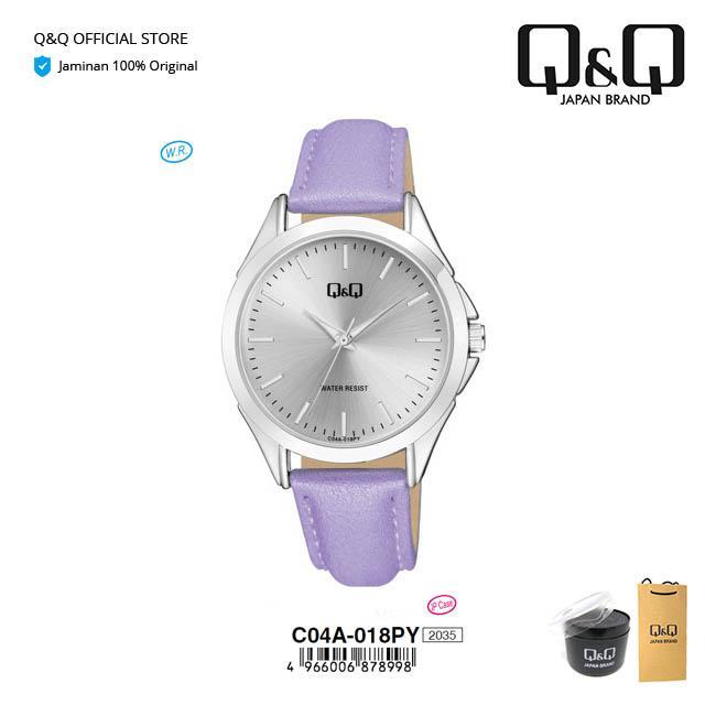 Q&Q QnQ QQ Jam Tangan Arloji Wanita Analog Kulit - C04 C04A Tahan Air