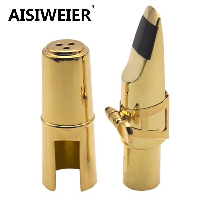 Professional Aisiweier Tenor Soprano Alto Saxophone Metal Mouthpiece Gold Lacquer Mouthpiece Sax