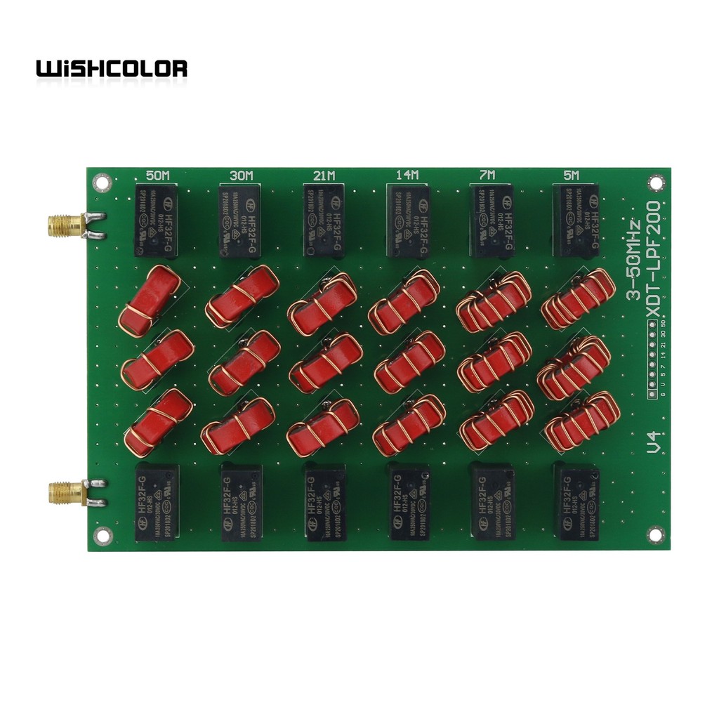 Wishcolor 3-50Mhz Xdt-Lpf200V4 Low Pass Filter Supports 6M 10M 15M 20M 40M & 80M Bands For Shortwave