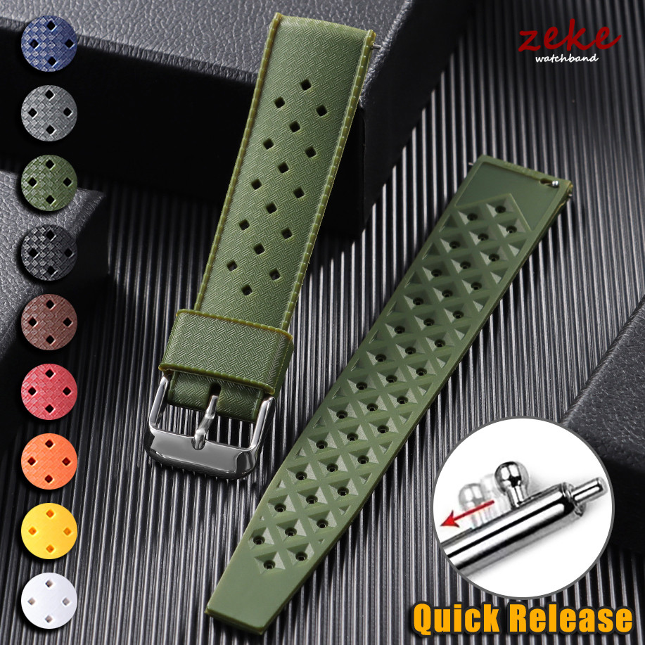 Tropical Silicone Watch Band Quick Release Strap 20Mm 22Mm For Oris For Seiko For Citizen Rubber