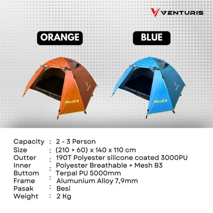 Tenda camping venturis pollux 2 Ultralight Kapasitas 2-3 Orang Outdoor