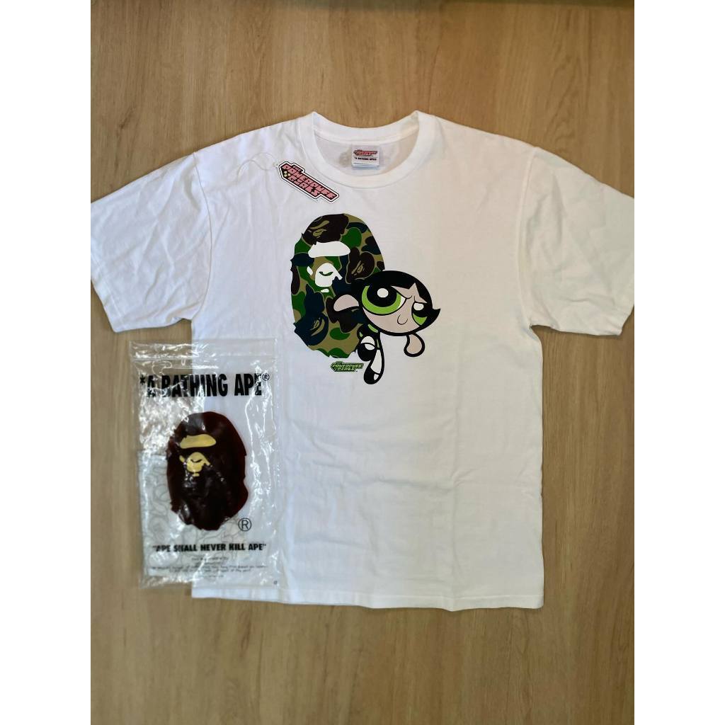 Kaos Putih Oversize Kolaborasi BAPE x Powerpuff