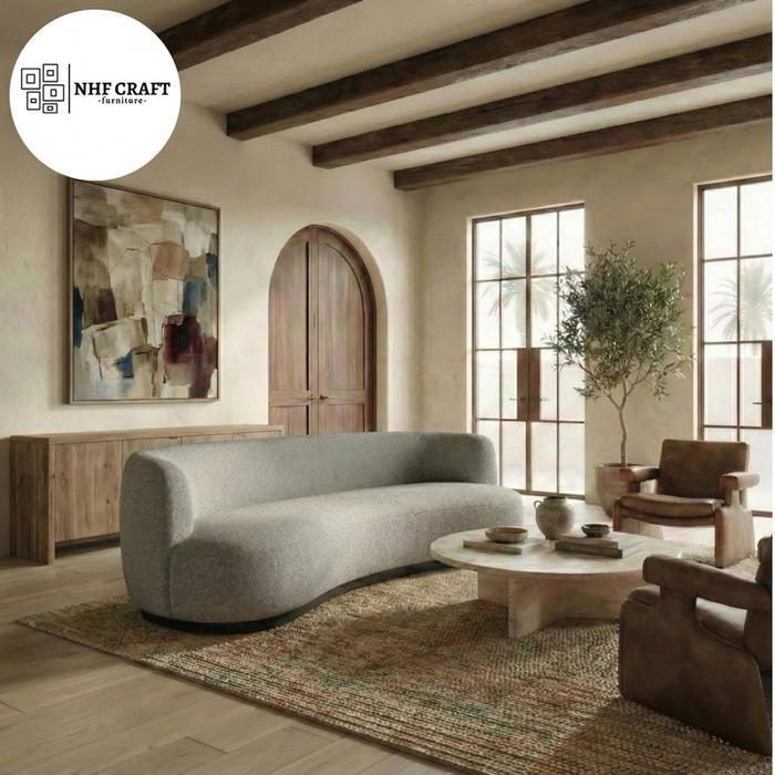 NHF Craft sofa tamu minimalis model lengkung mewah busa empuk