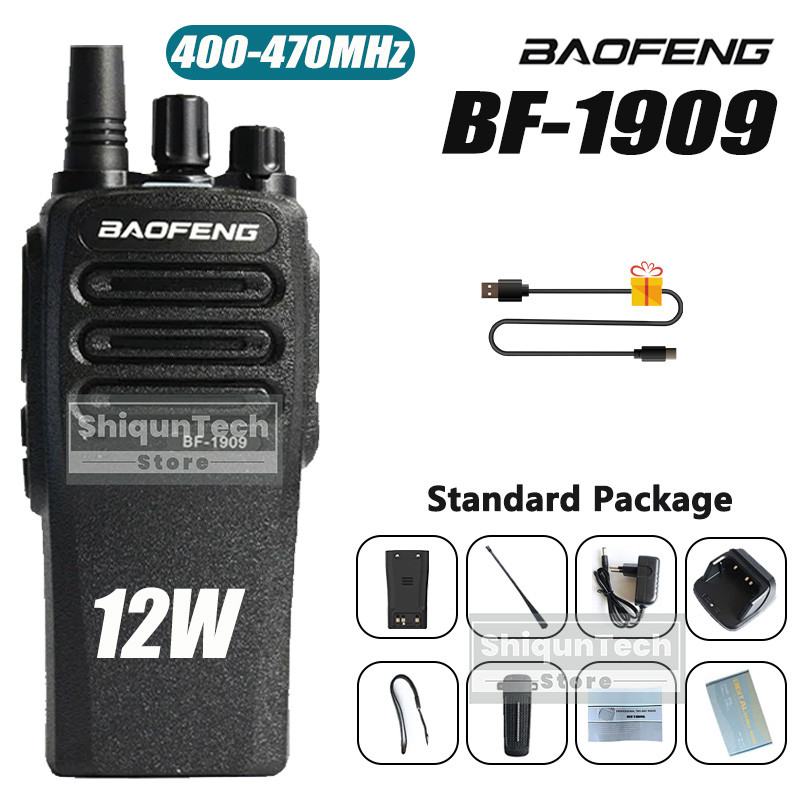 BaoFeng BF-1909 Walkie Talkie 12W BF 1909 Two Way Radio Portable High Power Long Range UHF Type-C