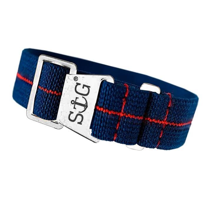 StrapGuy MN Style 20mm Navy Blue & Red Strap Stainless Hardware