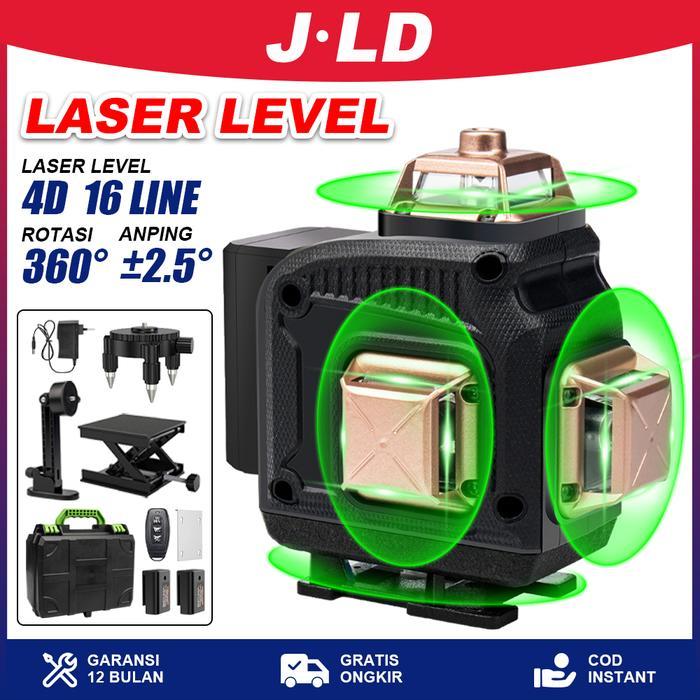 New Jld Laser Bangunan 4D 16 Level Line Level 360 Rotari Laser Hijau Tripod Self Leveling Laser
