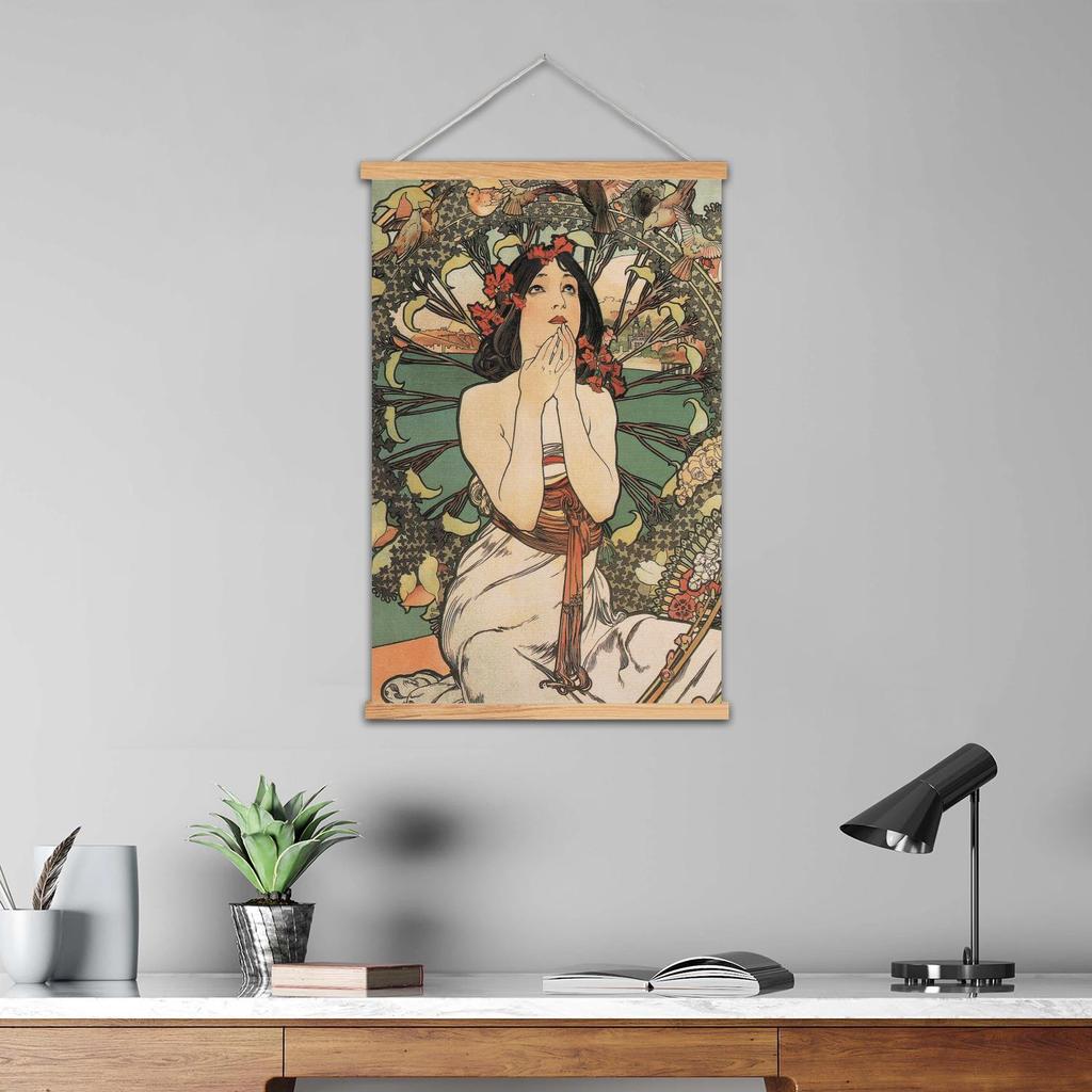 mucha Framed Wall Painting Canvas Art Poster and Wall Art, Modern Family, Bedroom Decor,
