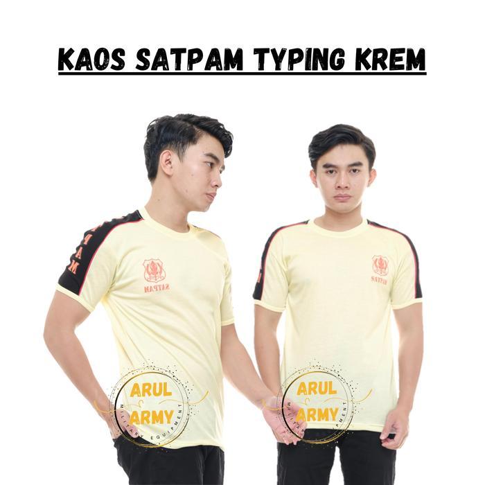 BAJU KAOS SATPAM KREM TERBARU KAOS CREAM SATPAM SERAGAM SATPAM KREM