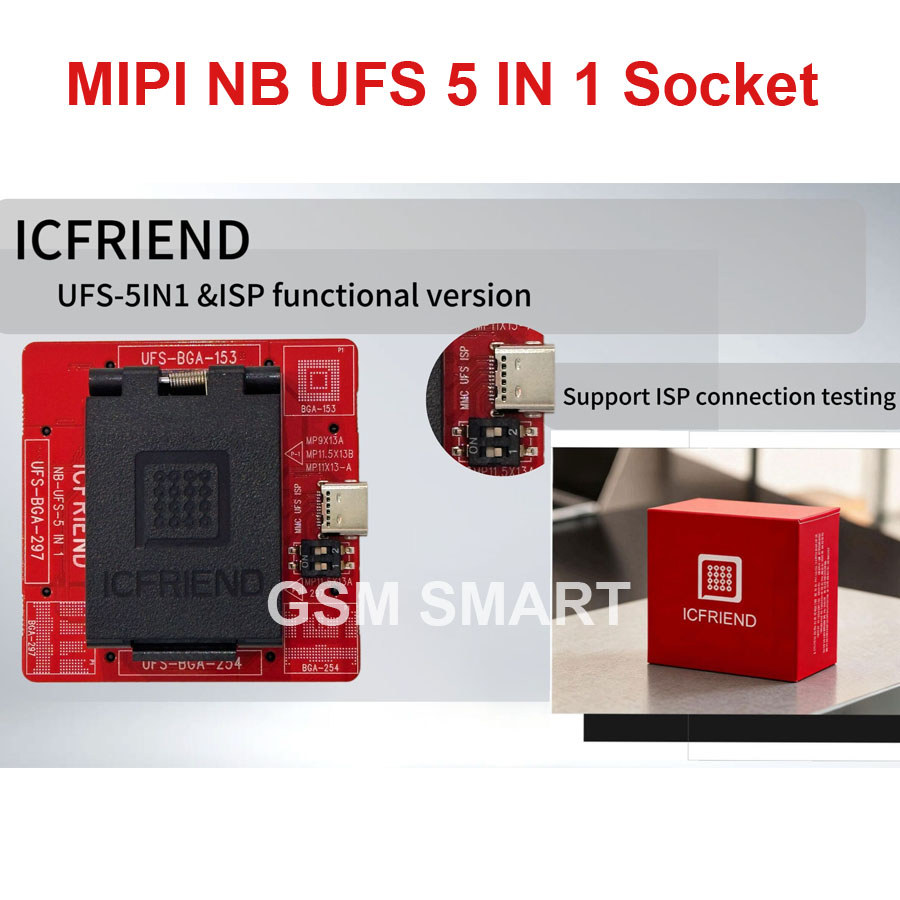 ICFriend NB-UFS-5 IN 1 (254 / 153 / 297) BGA Socket Adapter with F64 Box / MiPi Box Max Programmer