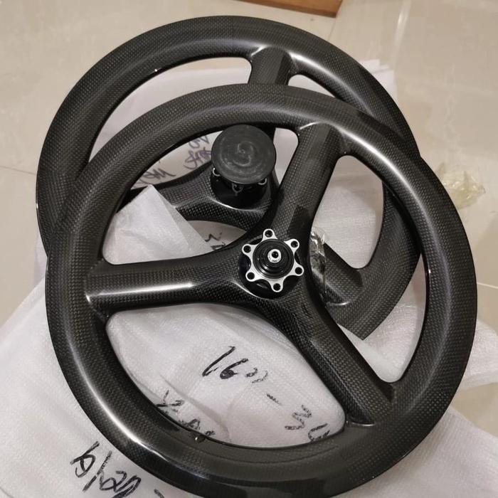 TERBARU wheelset wilset trispok three spoke 3spoke carbonician front only disc
