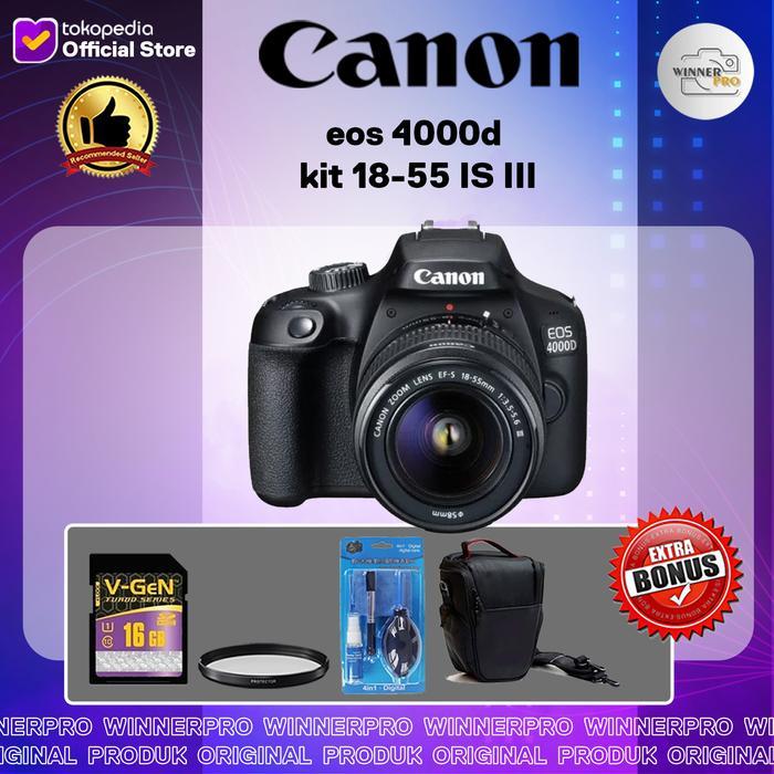 Kamera Canon Eos 4000D Kit 18-55 Is Iii Terbaru 