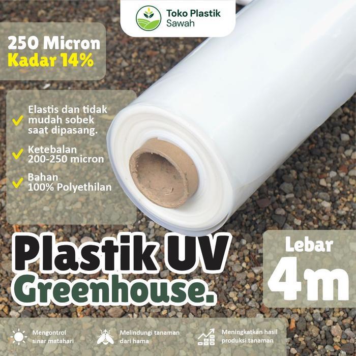 Plastik UV Green house Tebal 250 Micron 14% Lebar 4 Meter plastik uv