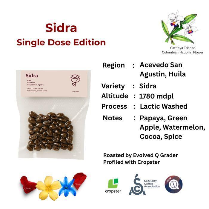 Original Single Dose Colombia Sidra Exotic Beans Single Origin Arabica Specialty Coffee - 15 Grams