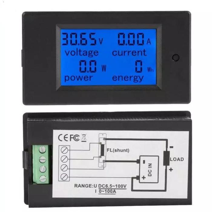 Ready Stok EM watt meter dc wat meter dc amper meter digital 6-100v 100A volt meter